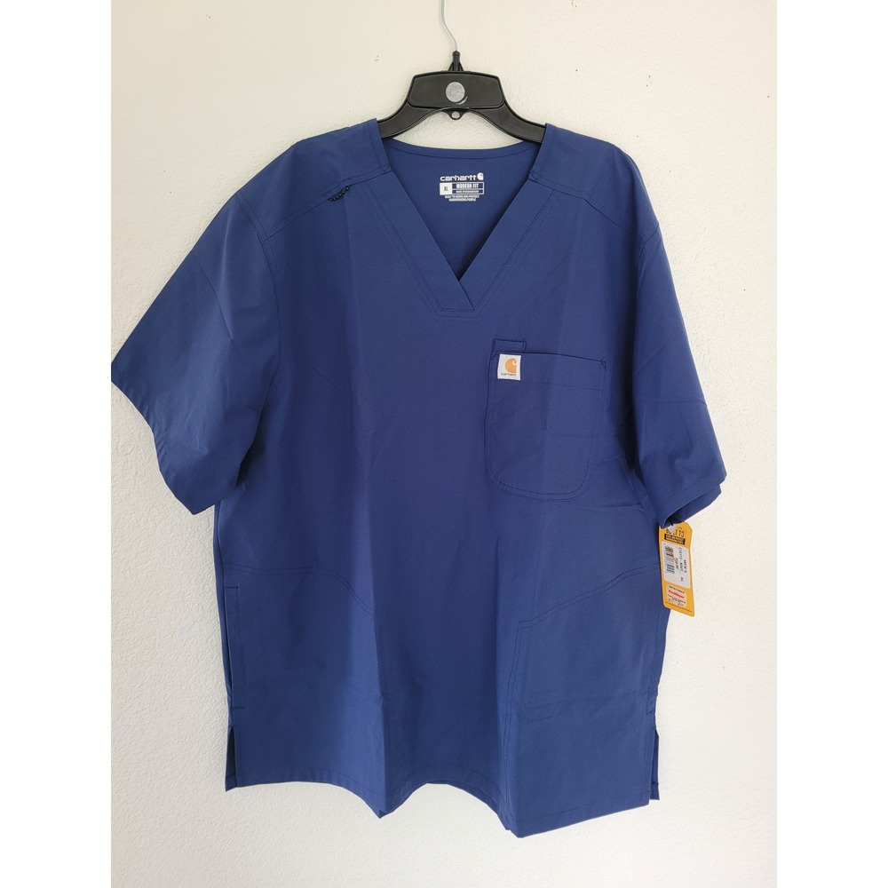 Carhartt Liberty Mens Scrub Top XL Navy Blue V-Neck Modern Fit C16113 NWT #18